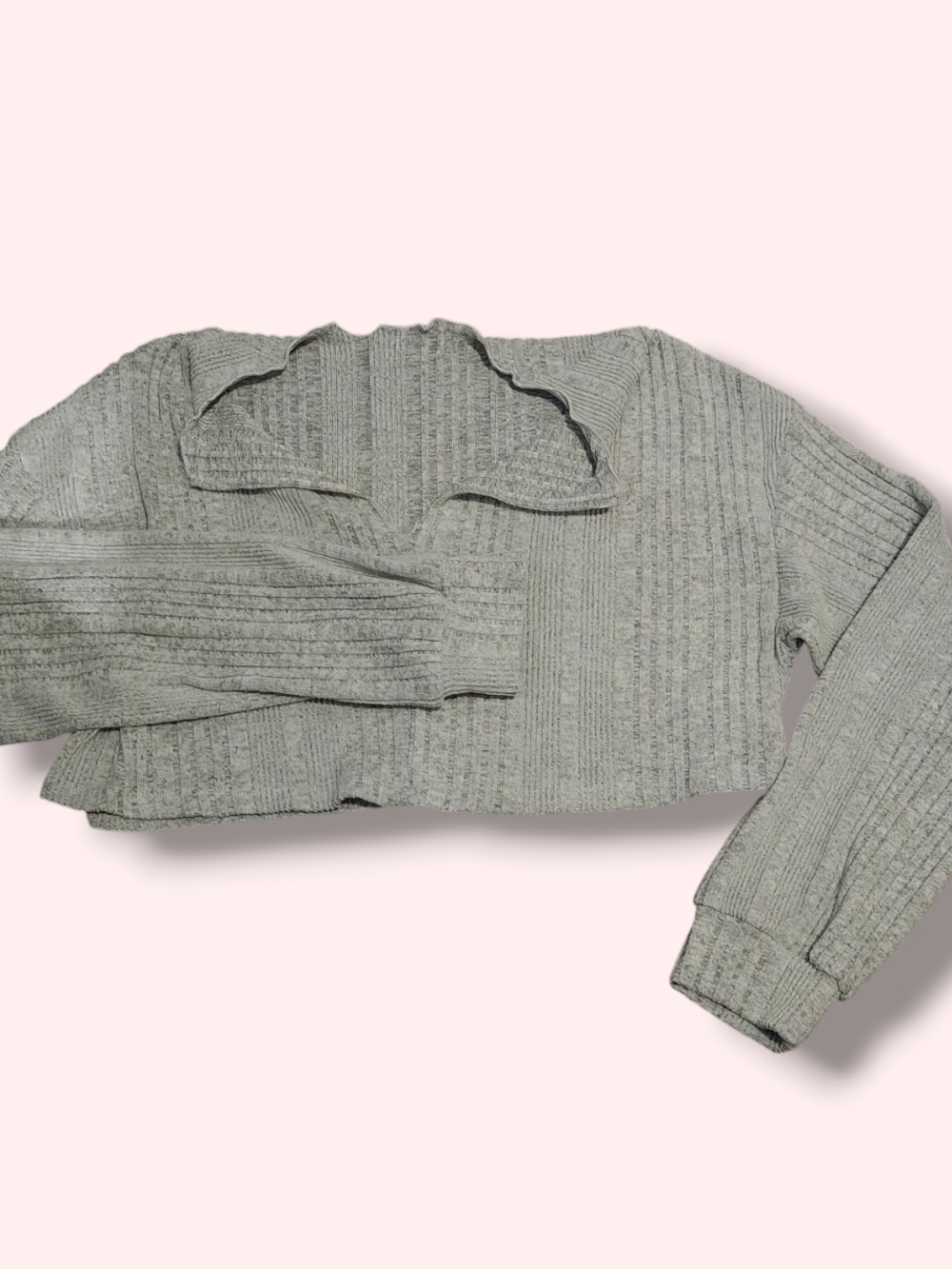 SHEIN Light Gray Ribbed Knit Top